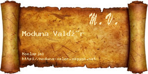 Moduna Valér névjegykártya